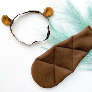 BABY BROWN BEAVER Costume Ears and/or Tail, Beaver Ears, Baby Size Costume, Cute Beaver Ears, Beaver Tail, Newborn beaver gift baby shower