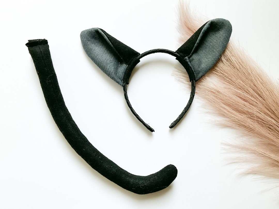 BLACK CAT Costume Ears, Black and GRAY, Kitty Cat Ears, Toddler Child