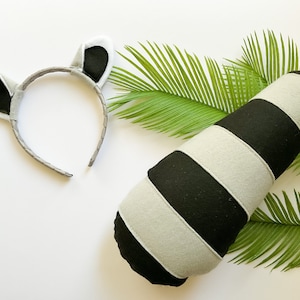 Gray and Black RACCOON Costume Ears and/or Tail, Gray band, Toddler Child Adult Size, Dog Pet Costume
