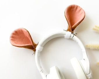 MOUSE EARS Hair Clips and/or TAIL, Copper and Coral, Headphone Accessories