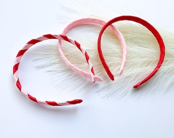 Colorful HEADBANDS VALENTINES Day, Red Pink Striped, Set or Individual, Seasonal Valentine Hair Accessories, School Festive, Girls