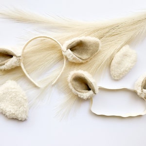 SHEEP LAMB Ears HEADBAND and/or Tail, Ivory with Light Tan Brown, Baby Toddler Child Kid Adult Size, stylish spring Easter gift
