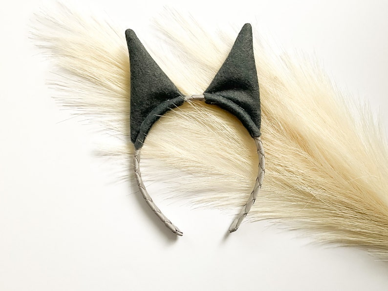 PUPPY DOG CAT Costume Ears, Gray, Pointed Ears, Toddler Child Adult Size, Pet Dog, Dog Party Favor Photo Booth, Costume Dog Tail image 5
