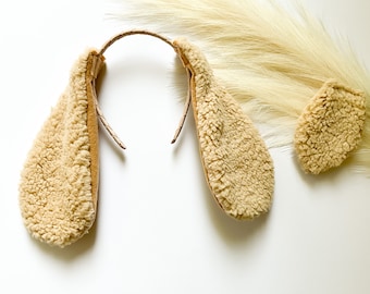 TAN Brown PUPPY DOG Costume Ears and/or Tail, Fluffy Ears Style, Toddler Child Adult Size, Pet Dog, Animal Party Ears Tail Dog Party Favors