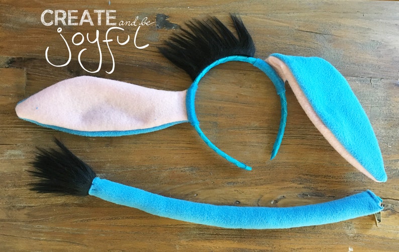 DONKEY Ears Headband Tail Floppy ears Blue Donkey play animal Etsy