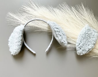 GRAY PUPPY DOG Costume Ears and/or Tail, Short Fluffy Ears Style, Toddler Child Adult Size, Pet Dog, Animal Party Ears Headbands