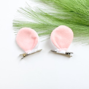 WHITE MOUSE EARS Clips, Child Kid Adult Size, White and Light Pink, Hair Clips, Headphone Ears, Costume Dress Up, Mice Ears