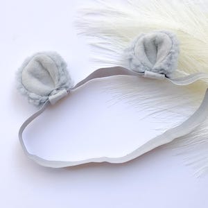 Diadema con orejas de osito gris, tamaño pequeño, para bebé, recuerdo de fiesta de bosque, accesorio para fotos de bebé, regalo para recién nacido