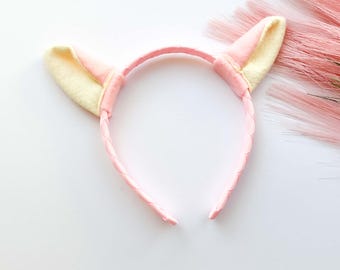 Pink CAT Kitten EARS Headband and/or TAIL, Light Pink and Ivory, Costume Dress Up