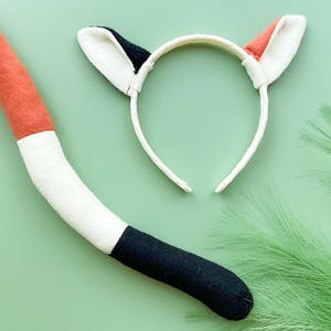 CALICO CAT Costume Ears and/or Tail, Black White and Orange, Kitty Cat Ears, Toddler Child Adult Size, Cat Party, Kitty Party Favors