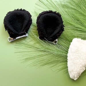 BABY PANDA BEAR Cub Ears Hair Clips, Bear Tail, Baby Toddler Small Kid, Black and White Bear, Woodland Forest Party Favors, Bear Hair Clips