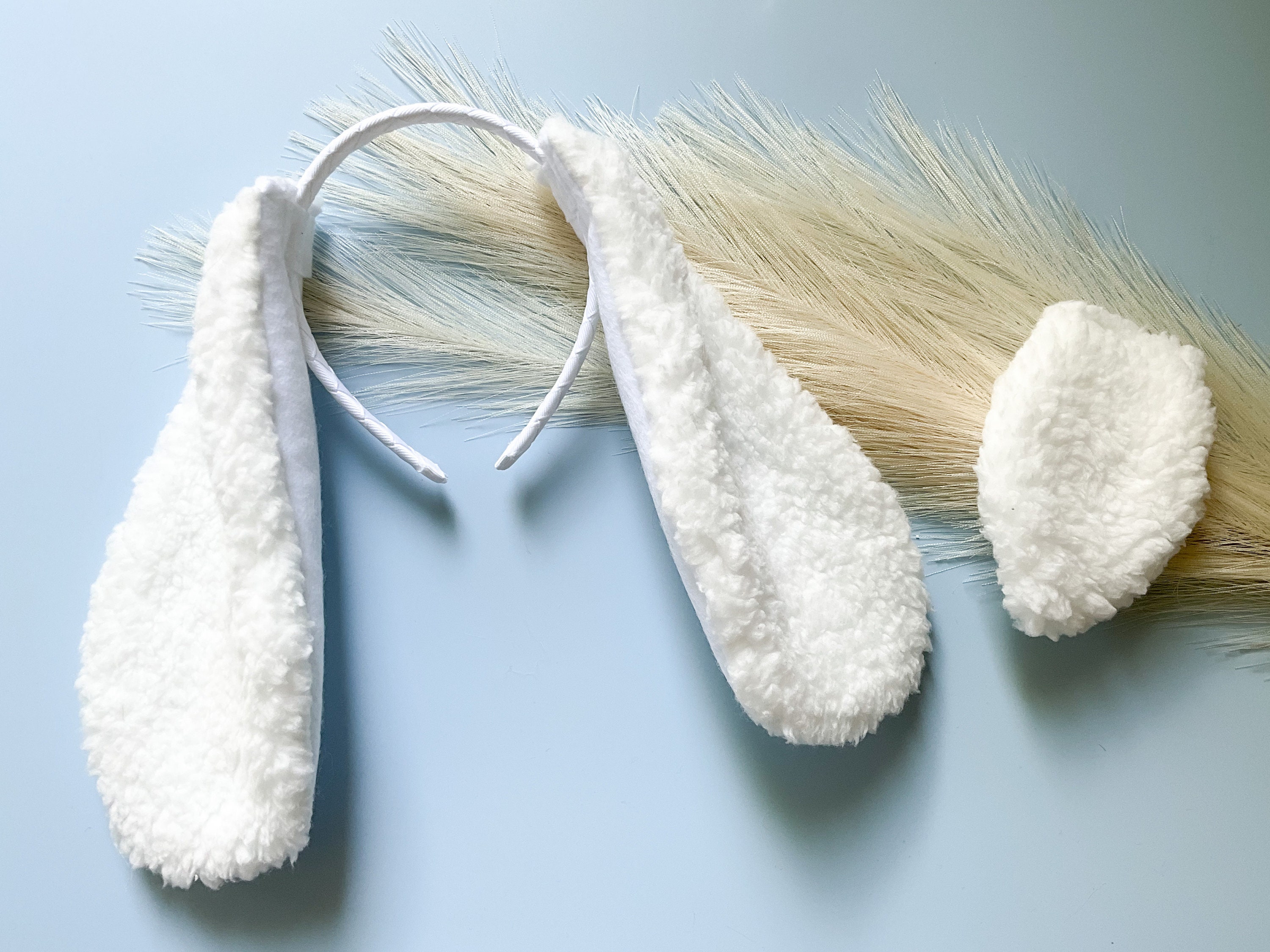 WHITE PUPPY DOG Costume Ears and/or Tail, Fluffy Ears Style, Toddler Child Adult Size, Pet Dog, Animal Party Ears Headbands, Dog Party
