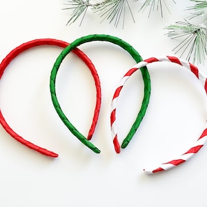 Colorful HEADBANDS, CHRISTMAS, Red Green Candy Cane Stripe, Set or Individual, Seasonal Christmas Winter Hair Accessories, School Girls