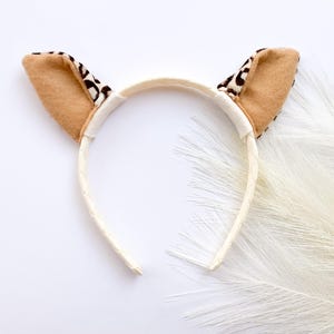 LEOPARD CAT Costume Ears, Ivory Brown Tan, Kitty Cat Ears, Toddler Child Adult Size, Cat Party, Kitty Party Favors, Jungle