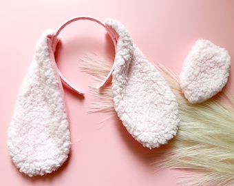Pink PUPPY DOG Costume Ears and/or Tail | Fluffy Ears Style | Toddler Child Adult Size | Pet Dog