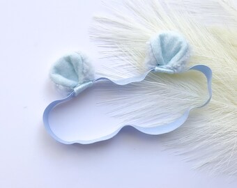BABY BLUE BEAR Cub Ears Headband, Baby Size, Small, Light Blue Bear, Woodland Forest Party Favors, Baby photo prop Ears, Newborn gift