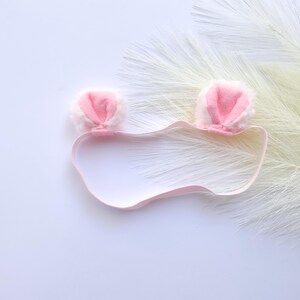 Diadema con orejas de osito de bebé, orejas pequeñas, color blanco, rosa y lavanda, tamaño de bebé, recuerdos de fiesta de bosque, accesorio fotográfico para bebé, regalo para recién nacido