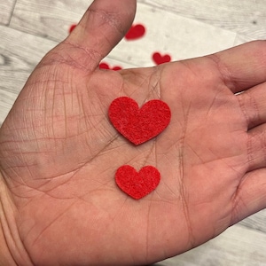 Red Felt Hearts - 10 Pieces, Red Heart Felt Nose, Amigurumi supplies, crochet accessories, for crochet, for knit, for plushies, for crafts