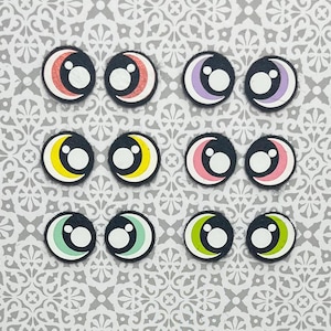 Felt Eyes .6&quot; (15mm) 6 pairs for crochet plushies - Spring Pack