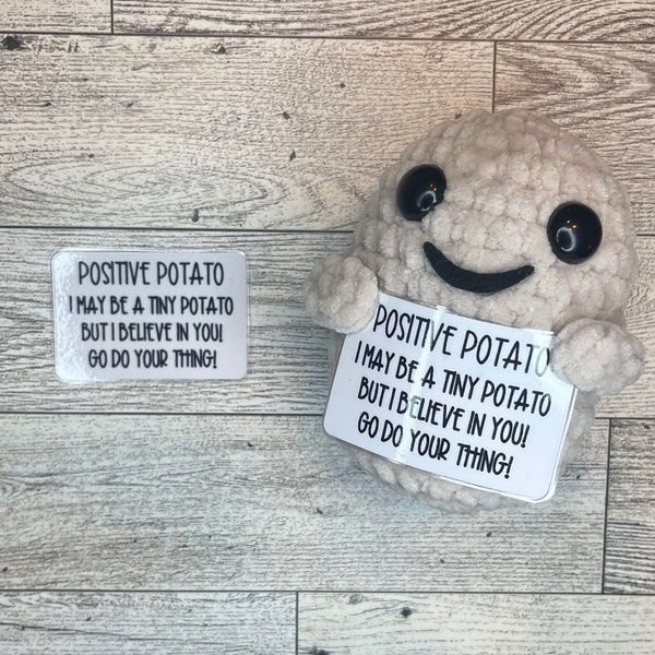 Positive potato crochet tags, positive affirmations, mental health, for crochet, for plushies