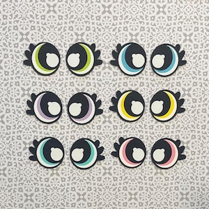 Pastel Felt Eyes with Lashes: 25mm Crochet Plushie Eyes, 6 Pairs