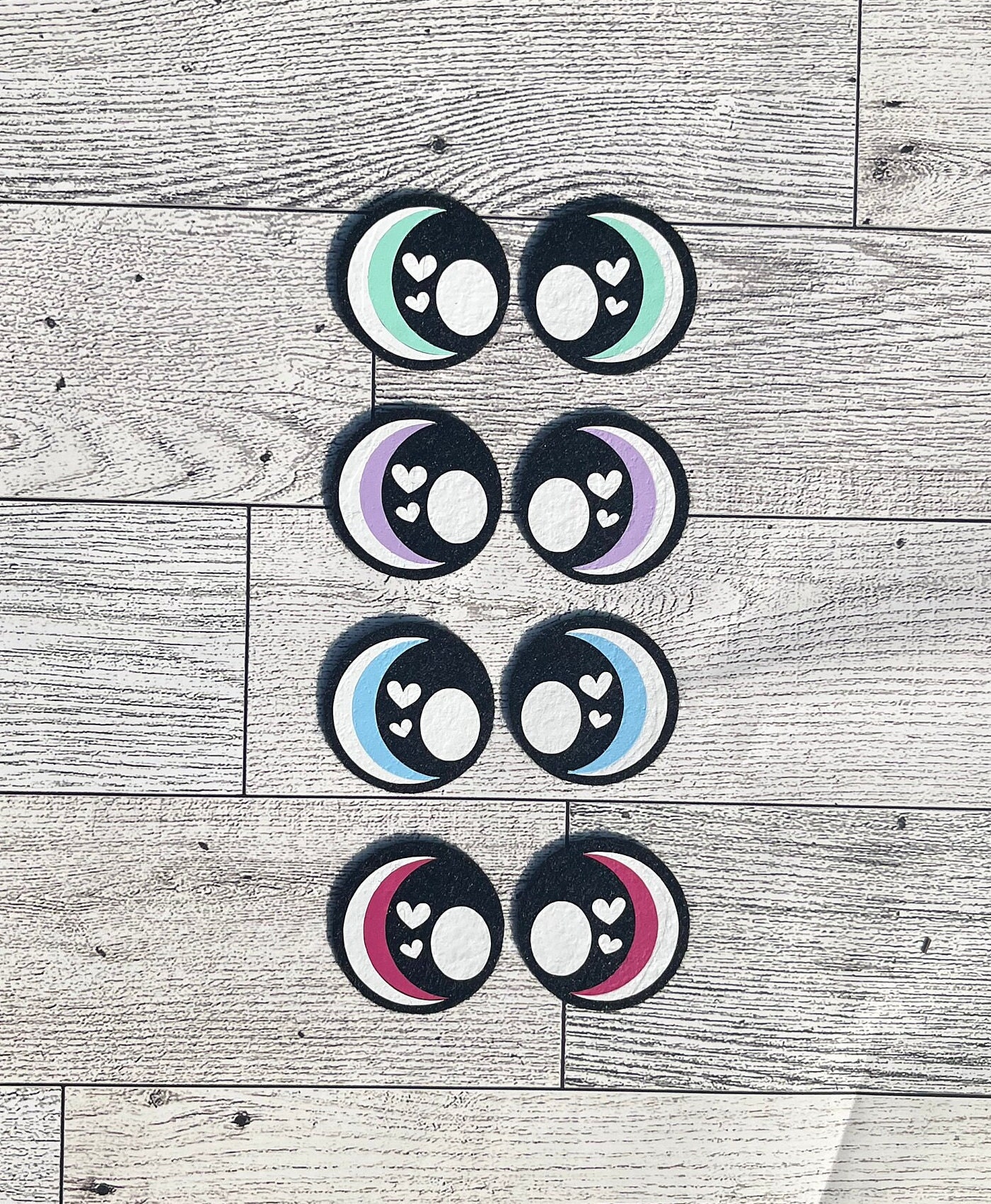 33mm Solid Color Basic Heart Felt Eyes With or Without Eyelashes, Felt Safety  Eyes, for Amigurumi, for Crochet, for Plushies 