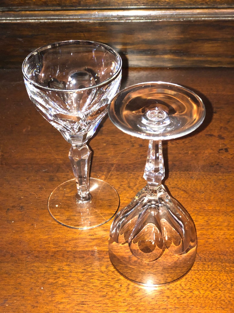 Excellent Condition Val St Lambert Amalfi Pair WineCraft Cocktail Goblets with Platinum Rim and Base Perfect AnniversaryWedding Gift