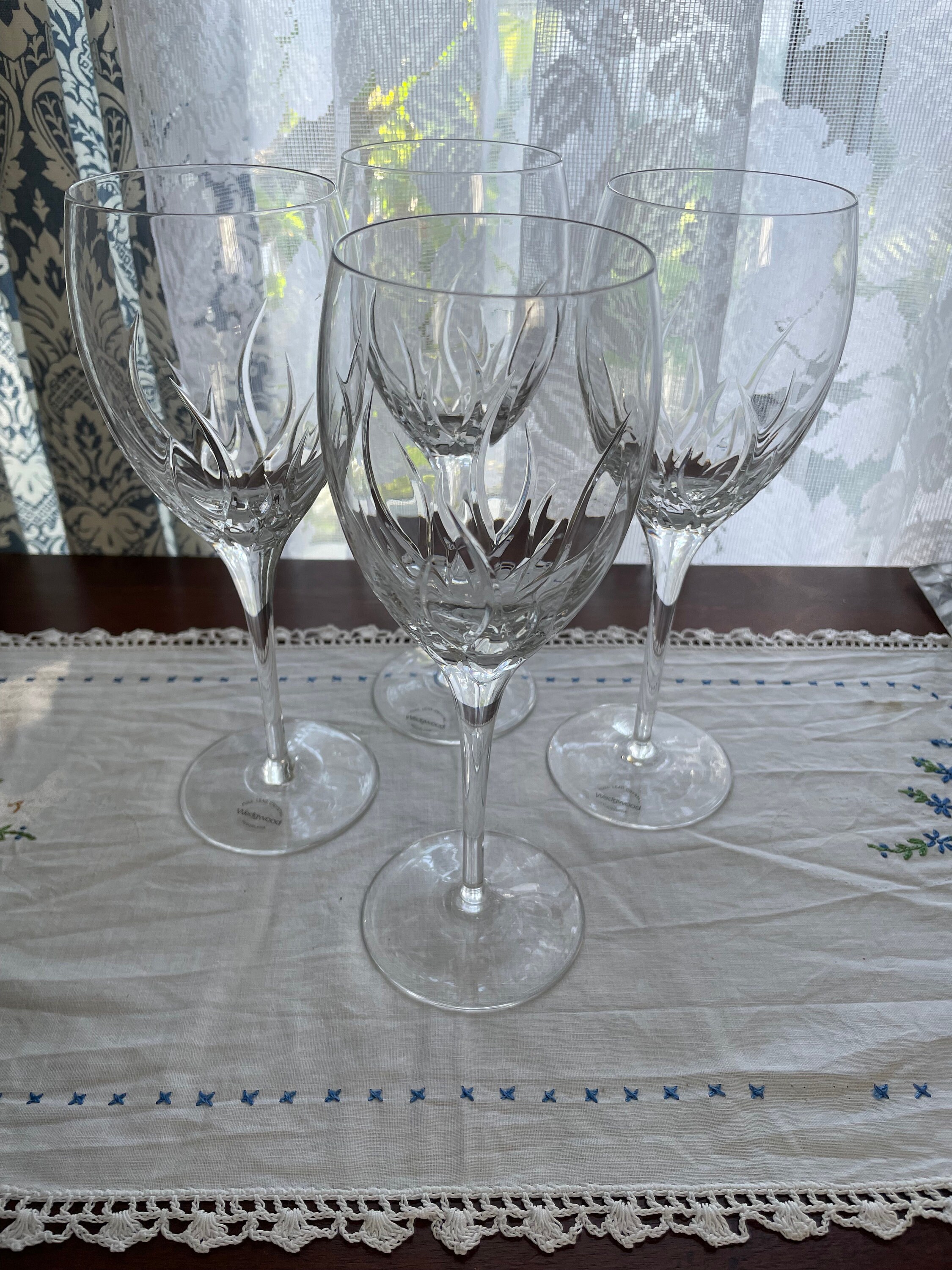 Wedgwood Flamenco Crystal Wine Goblets - Set of 4 - Rare 1988 Design - Etsy