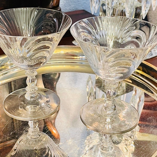 Cambridge "Caprice Clear" Pair of Champagne/Craft Cocktail Coupes, Stem 300, Pristine Condition, Perfect for Craft Cocktails, Toasting Set