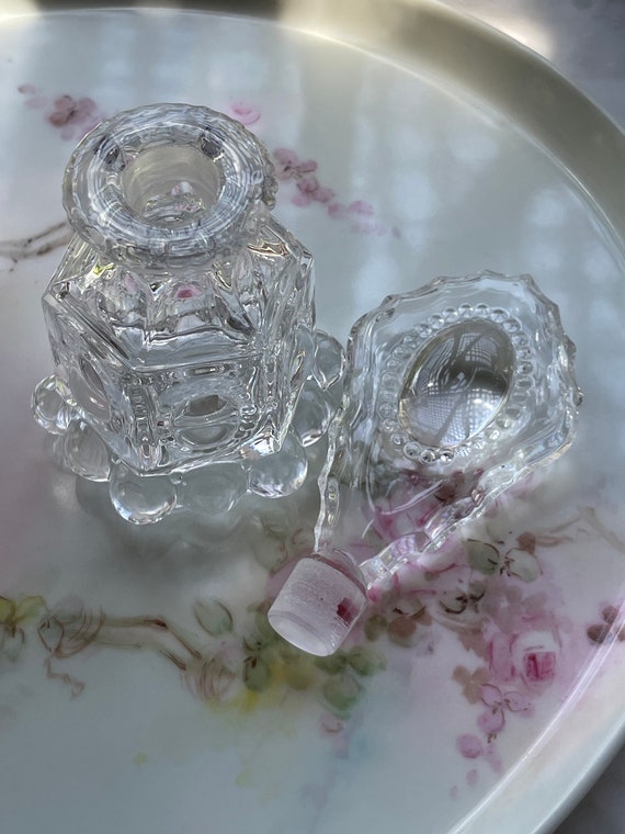 LE Smith Glass "Beaded Medallion Clear" Perfume B… - image 7