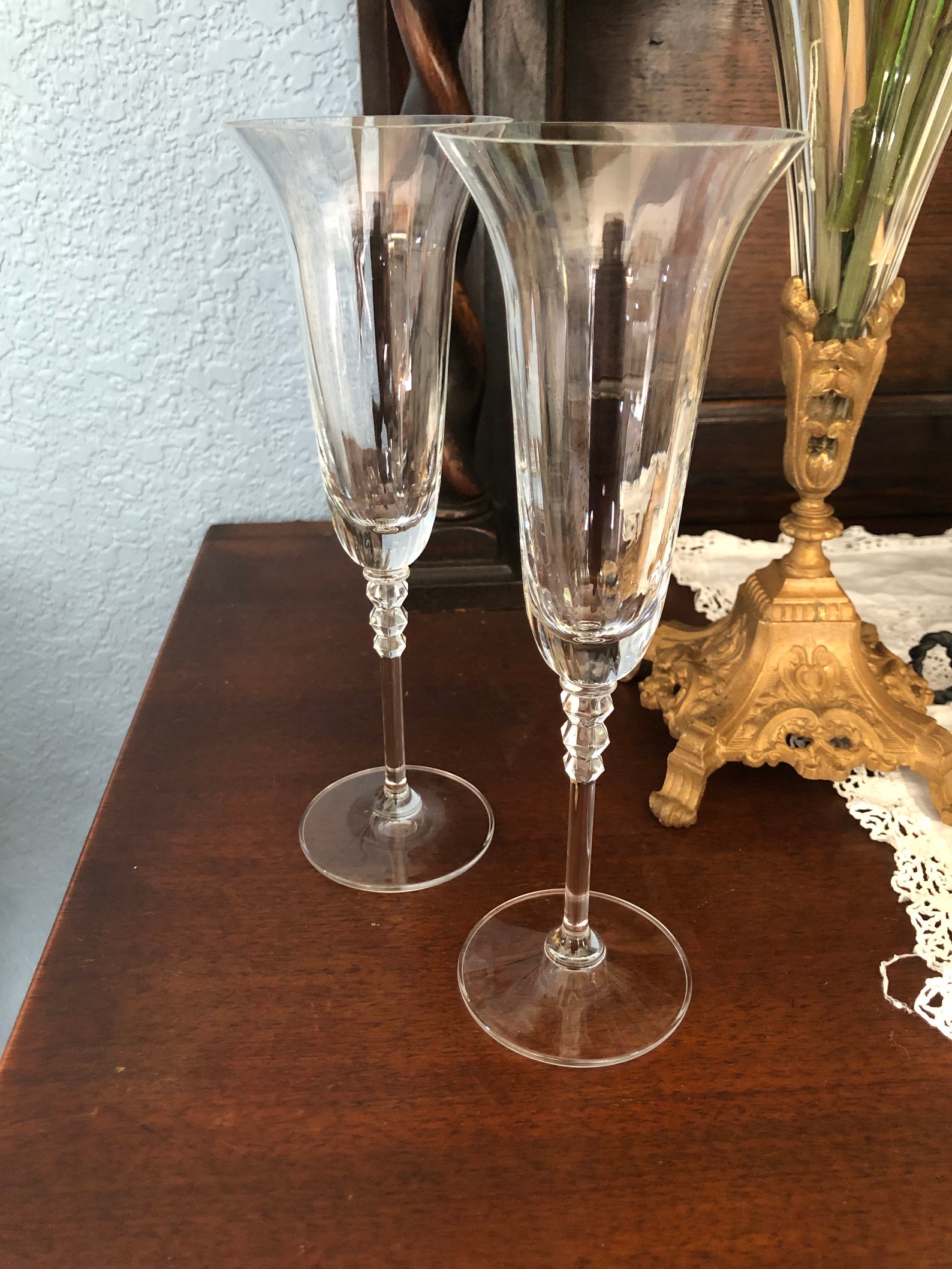 Mikasa flair Pair of Champagne Flutes Panel Optic Etsy