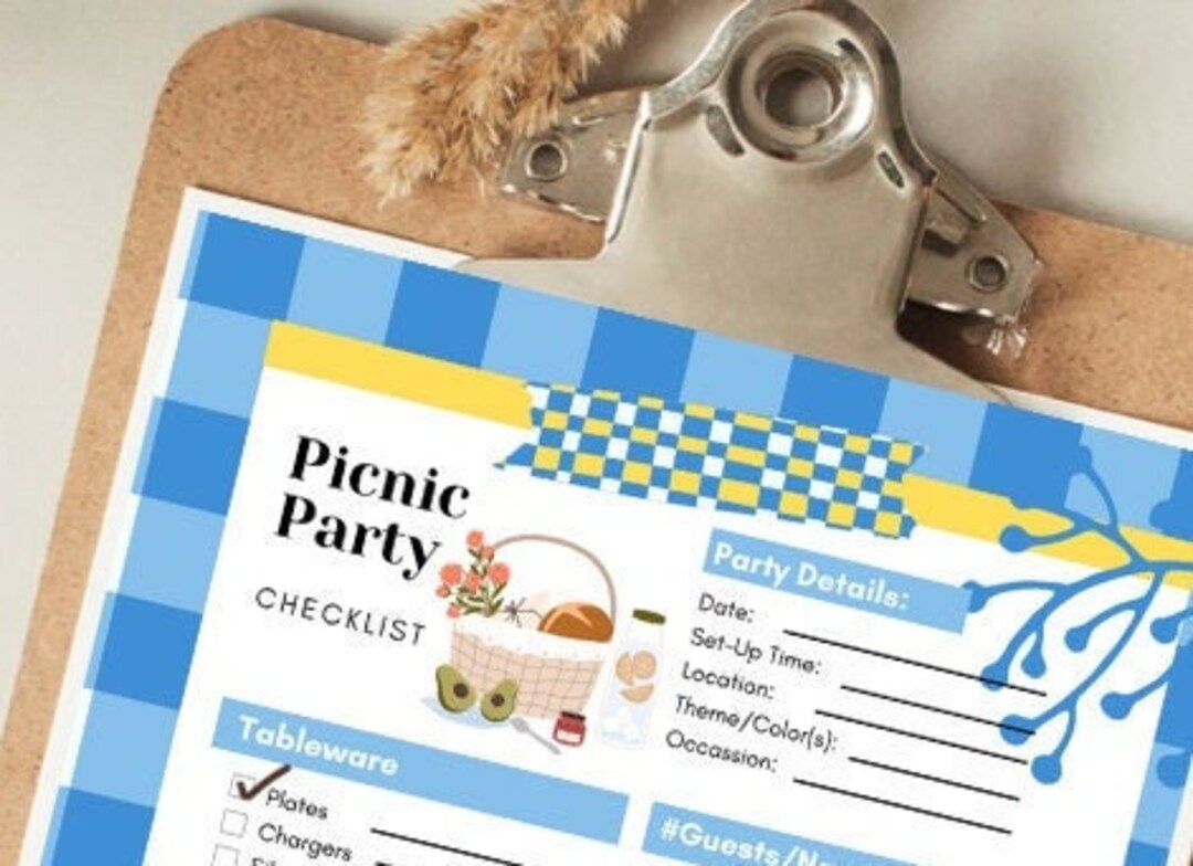 Picnic Party,checklist,pdf Printable, Tent, Checklist,todo List,notepad,notebook, Printables