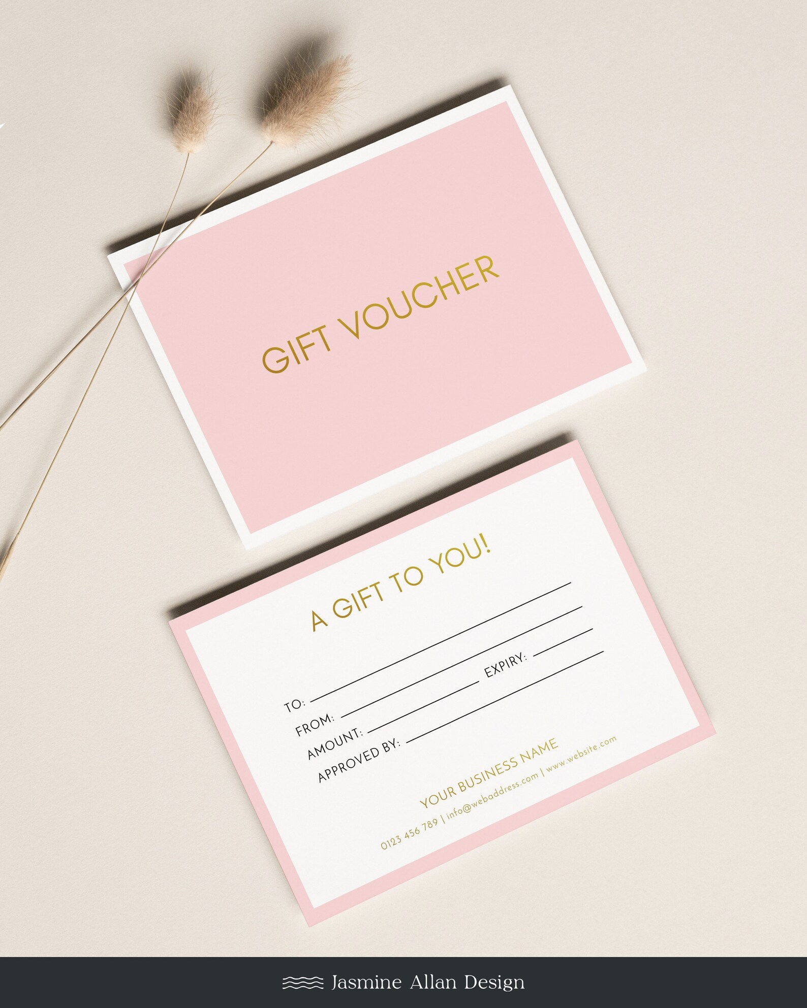 Pink and Gold Gift Voucher Template DIY Corjl Gift Card - Etsy
