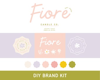 Fun, Floral Canva Logo - Bold, Colorful Logo - Flower Logo - Fun Bright Branding - Brand Pattern - DIY Editable - Semi Custom Logo