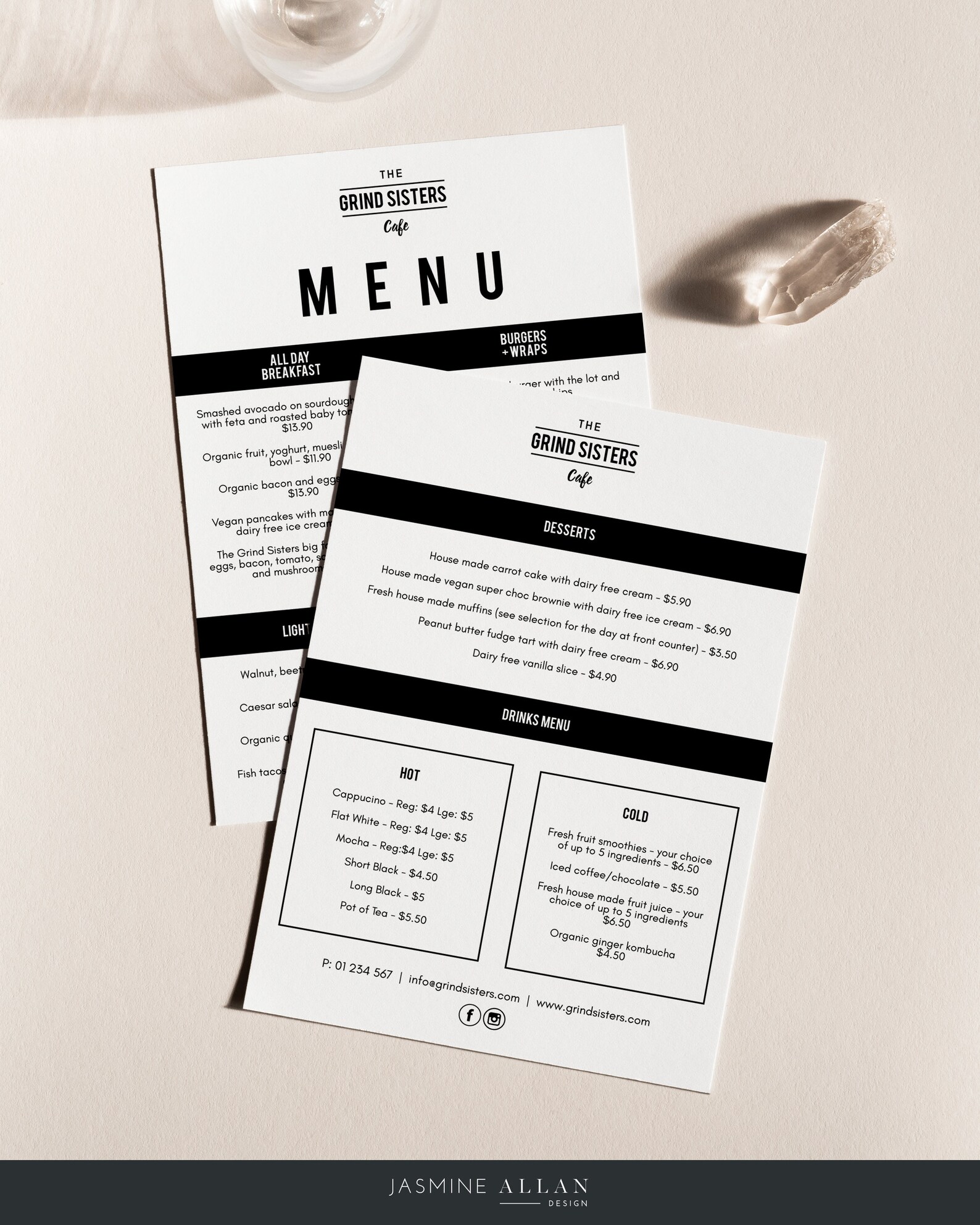 Black and White Editable Menu Template Restaurant Cafe Menu | Etsy