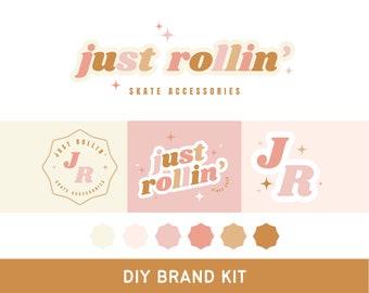 Retro, Bold Canva Logo Kit - Brand Kit - Bright and Colorful Branding - Rainbow - Fun Branding - DIY Editable - Semi Custom Logo - Star