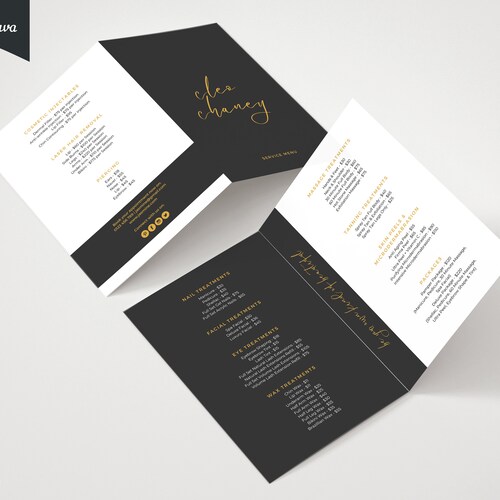 DIY Trifold Brochure Price List Template Editable Menu Etsy