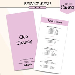 Modelo de lista de preços Canva brilhante e colorido - Modelo de menu de serviços - Lista de preços de salão - Serviços de salão - Lista de preços de produtos