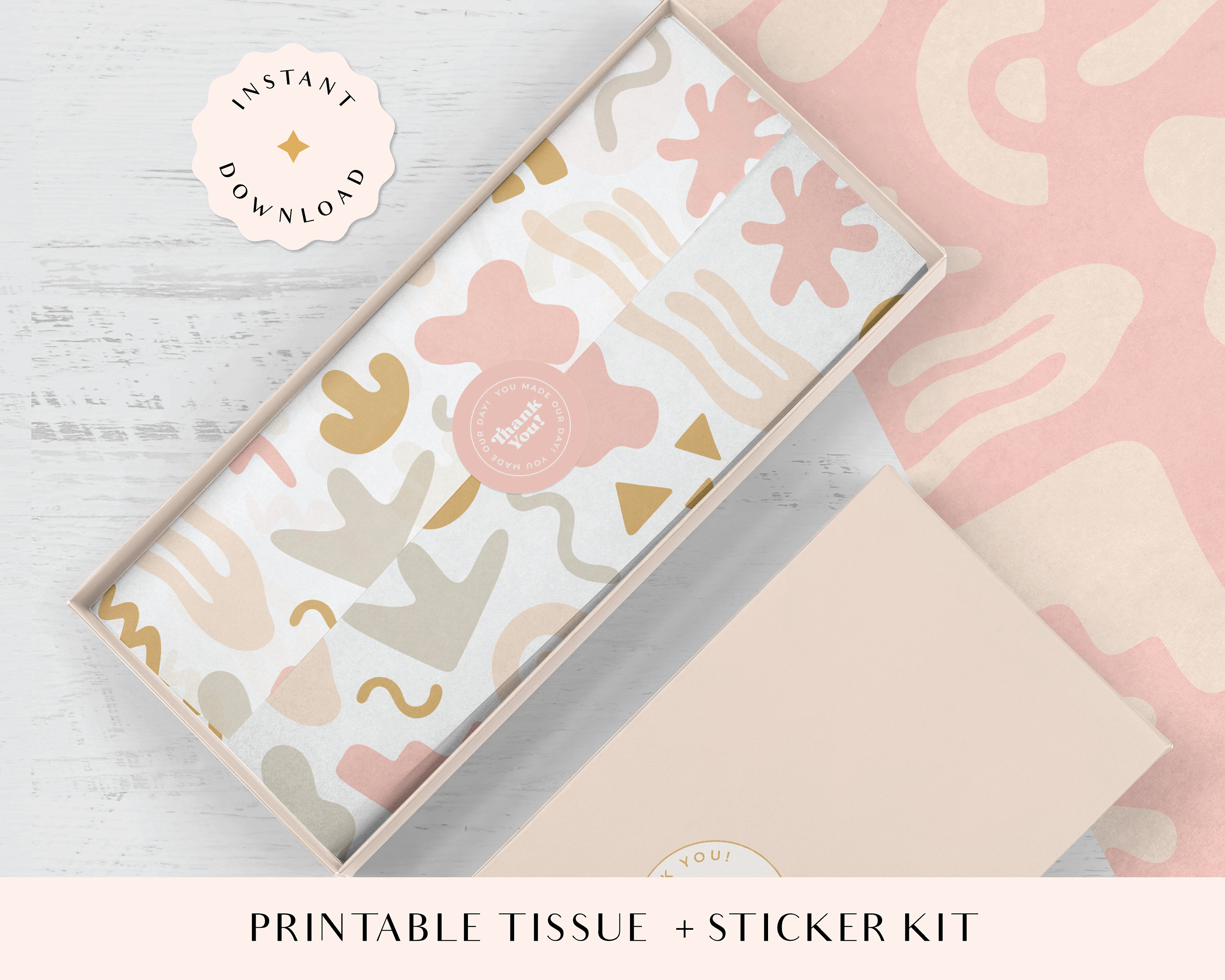 Digital Tissue Paper Design, Branded Tissue Paper, Product Wrapping Paper  PDF, Branding Stationery, Packaging Design, Bee Butterfly Pattern 