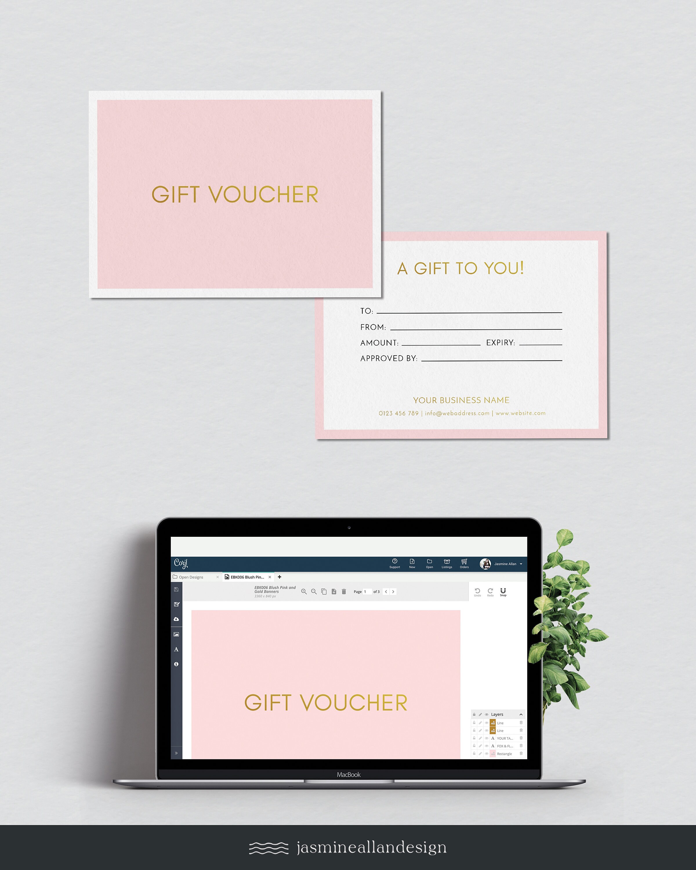 Pink and Gold Gift Voucher Template DIY 