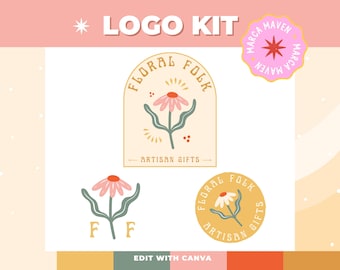Floral Logo Kit: Fun, Bright Branding for Canva