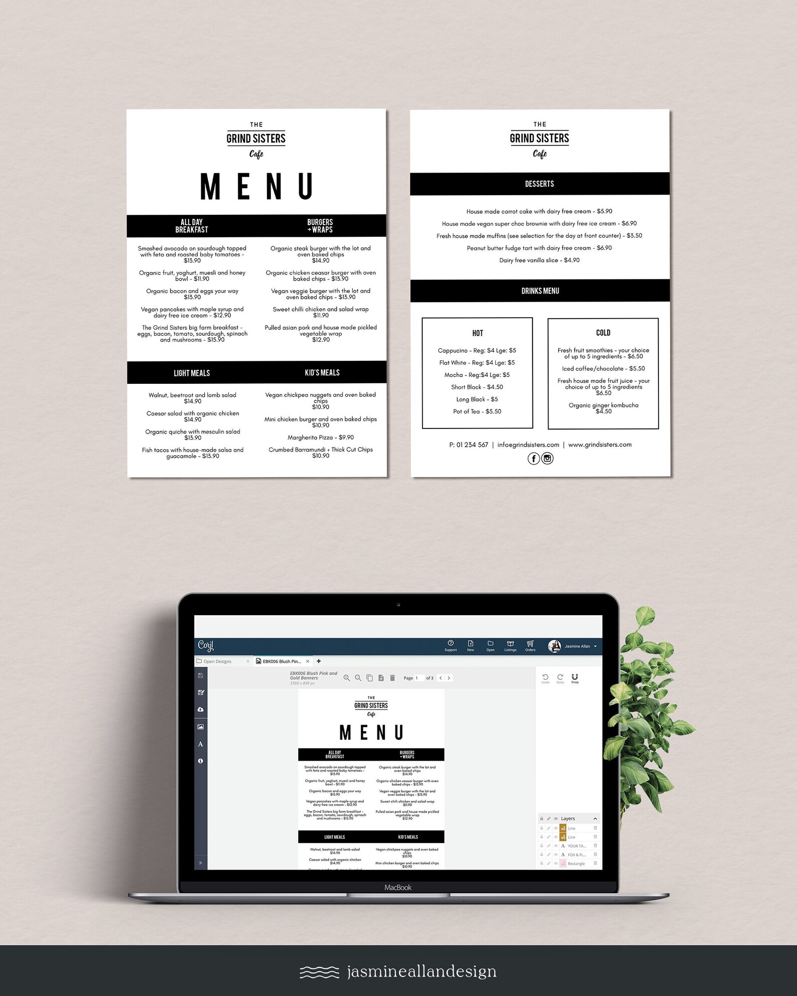 Black and White Editable Menu Template Restaurant Cafe Menu | Etsy