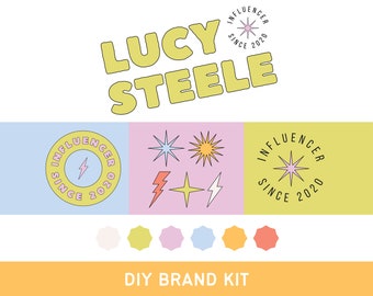 Bright, Retro Canva Logo Kit - Star Logo - Vintage Grungy Logo - Fun Branding - Small Business Branding - DIY Editable - Semi Custom Logo