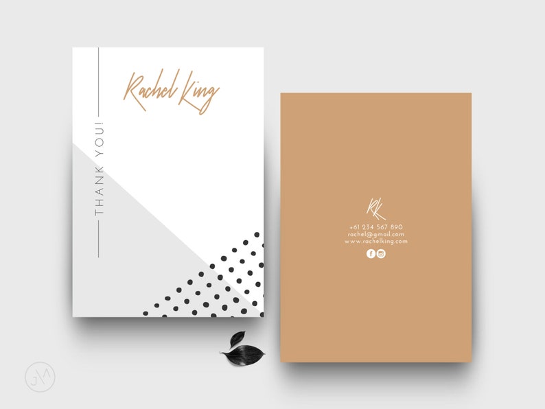 Dots Template Minimal Pattern Tan and White Business Consultant Thank You Card Small Business Modern Sophisticated Double-sided