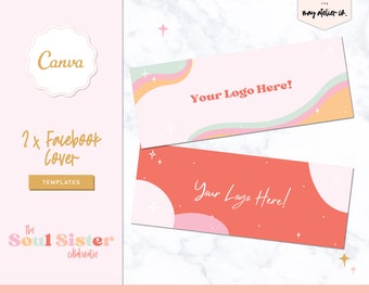 Bright and Colorful Facebook Cover Templates - DIY Signature - Bright Pink - Canva Template - Multicolor Branding - Modern Branding - Star