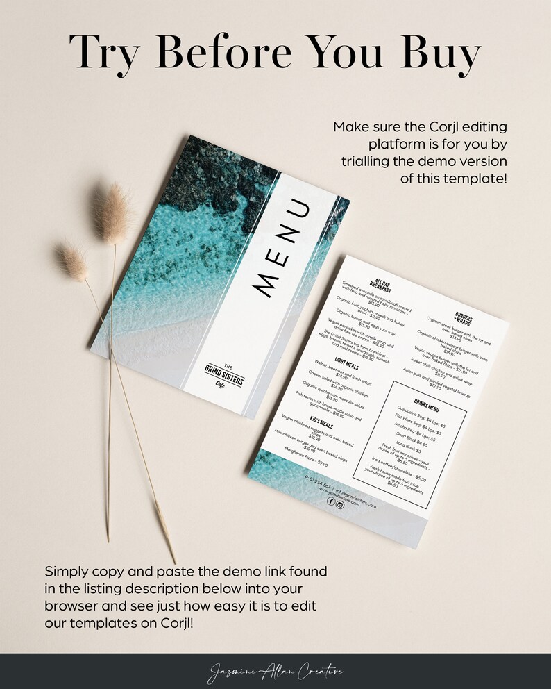 Beach Themed Editable Menu Template Instant Download - Etsy