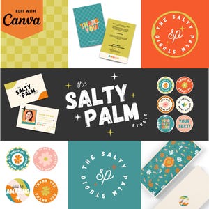 Spaß, Grungy Retro Canva Logo Kit - Helles Logo - Instagram Highlights - Danke Aufkleber - Visitenkarte - DIY bearbeitbar - Danke Karte