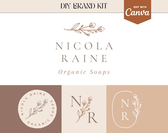 Minimalist Floral Logo: DIY Boho Branding Kit (Canva)
