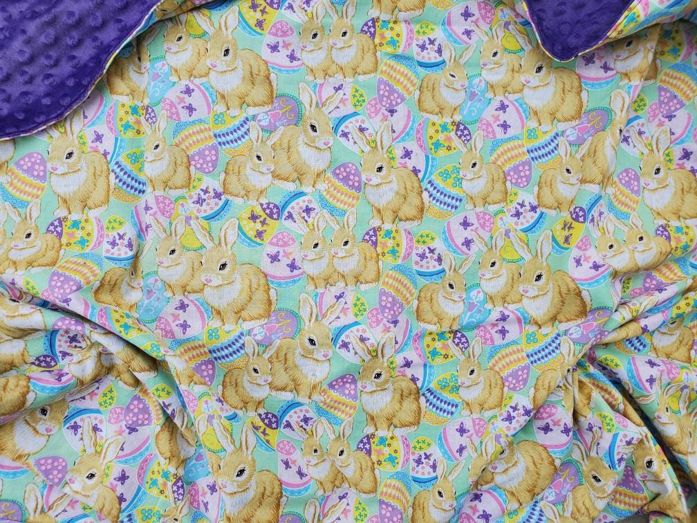 Lovely Easter Decorative Egg and Bunny Print Cotton Blanket Etsy