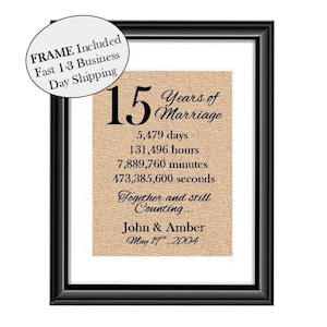 15th Wedding Anniversary Gift | 15th Anniversary Gifts | 15 Year Anniversary | 15 years of Marriage | Anniversary Gift Wife Husband FRAMED